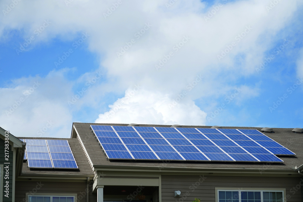 solar panel installed on the apartment roof solar panel installed on the apartment roof