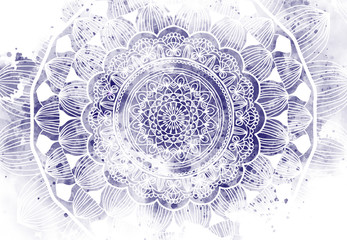 Foto auf Leinwand Mandala Abstract mandala graphic design and watercolor digital art painting for ancient geometric concept background  © jakkaje8082