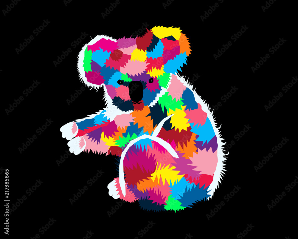 Colorful Koala Pop Art Cartoon Poster Graphic Stock Vector