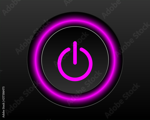 Pink power icon Illustration isolated on black background. 3D EPS10