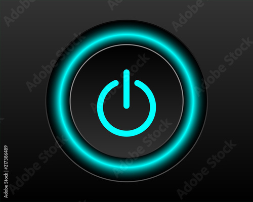 Green power icon Vector Illustration isolated on black background. 3D EPS10