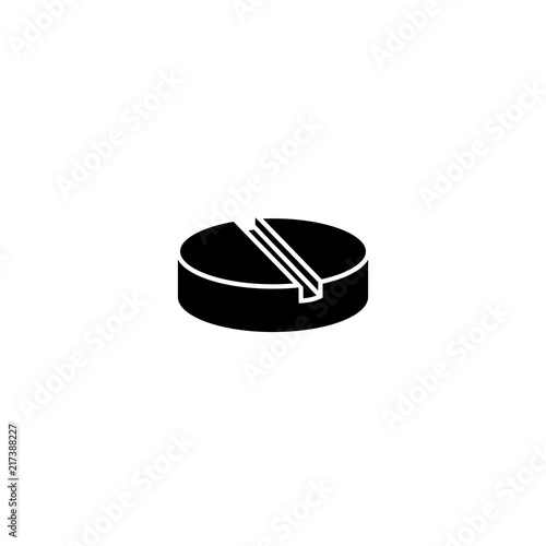 Activated carbon tablet black pill isolated on white background. Simple vector illustration.