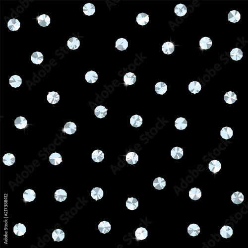 Seamless pattern with shiny diamonds or chrystals tiled background abstract vintage polka dot ornament