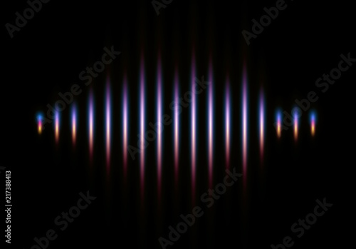 Audio or sound wave with music volume peaks and color glitch effect
