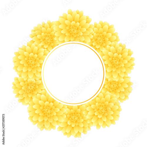 Fototapeta Naklejka Na Ścianę i Meble -  Yellow Dahlia Banner Wreath Style 2