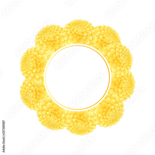 Fototapeta Naklejka Na Ścianę i Meble -  Yellow Dahlia Banner Wreath