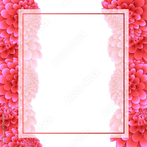 Fototapeta Naklejka Na Ścianę i Meble -  Pink Dahlia Banner Card Border