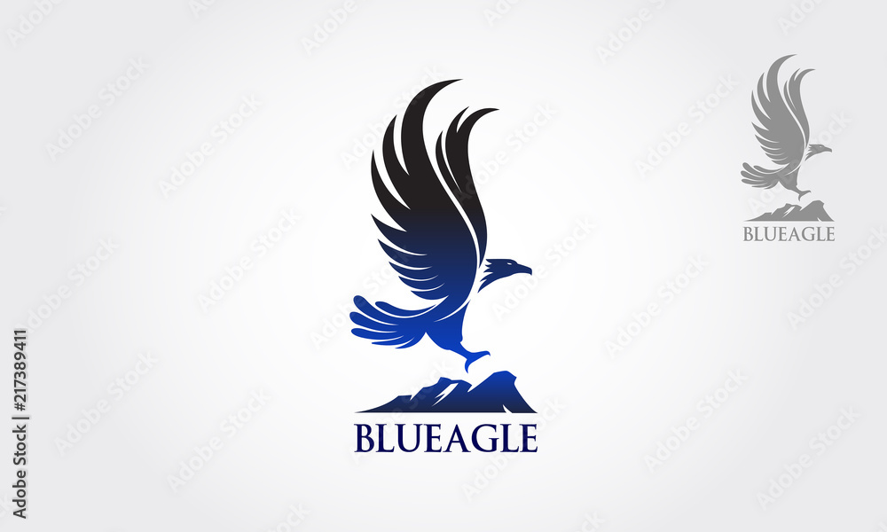 Blue Eagle Vector Logo Template. Vector illustration Blue Eagle flew as
