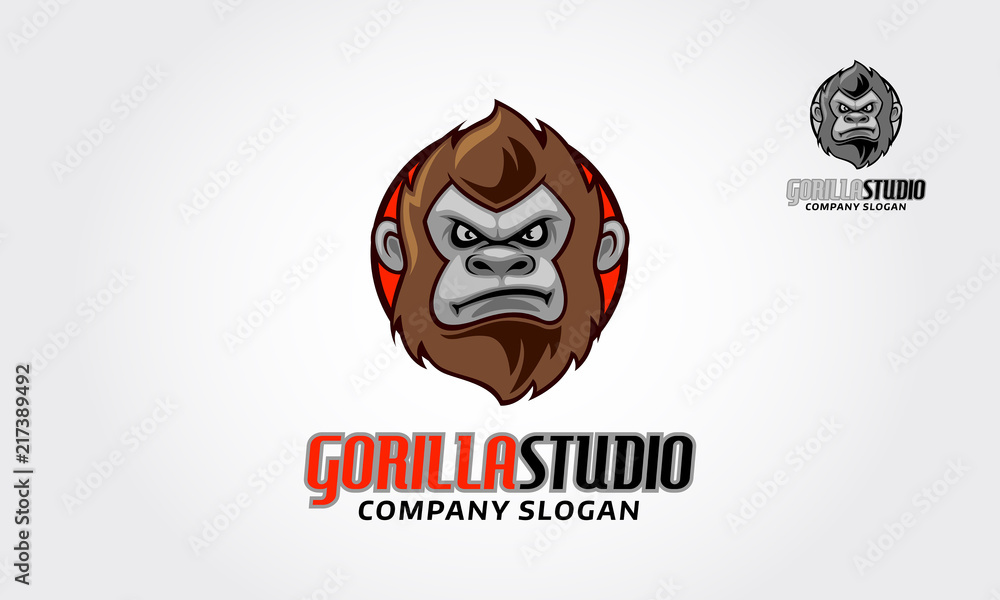 Gorilla Studio Vector Logo Illustration. Great gorillas Studio Logo Template for your company. 