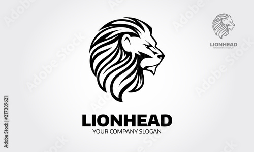 Lion head logo template suitable for businesses and product names. Element for the brand identity, vector illustration, emblem design on white background.