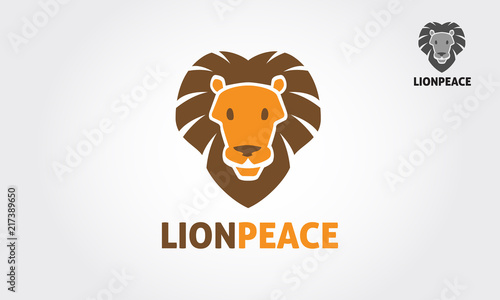 Lion Peace Vector Logo Template. This is a decorative lion face or lion head base logo.