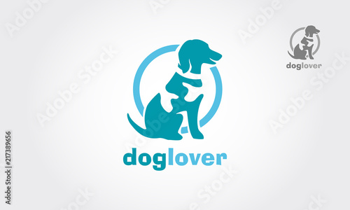 Dog silhouette with spot on the body, the spot also could be look as human hand, dog like get a hug. It's good for pet shop, pet house, pet clinic, dog care, or other pet activity. 