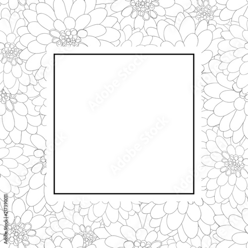 Fototapeta Naklejka Na Ścianę i Meble -  Dahlia Outline Banner Card Style 2
