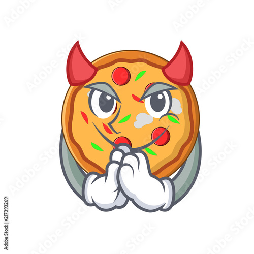 Devil pizza mascot cartoon style photo