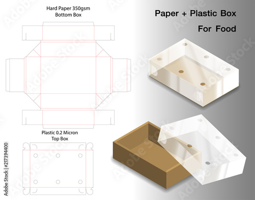 box for food with plastic window die cut mock up 