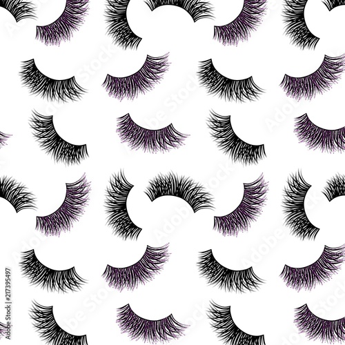Lashes vector pattern with purple glitter effect