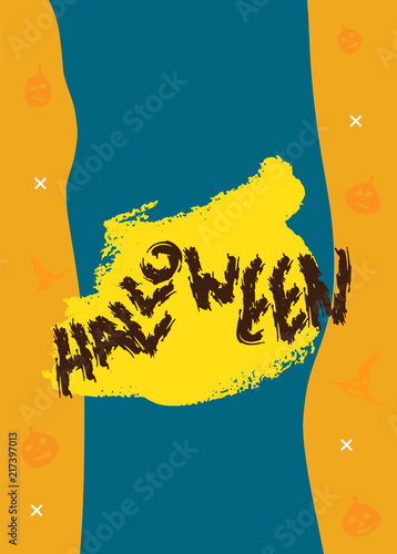 Happy Halloween flat vertical poster. Vector illustration.