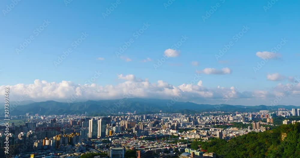 Time lapse of Taiwan Taipei day time city landscape view shoot in Xiangshan