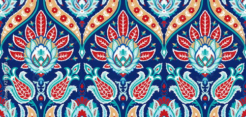 Vector seamless colorful pattern in turkish style. Vintage decorative background. Hand drawn ornament. Islam, Arabic, ottoman motifs. Wallpaper, fabric, wrapping paper print. photo