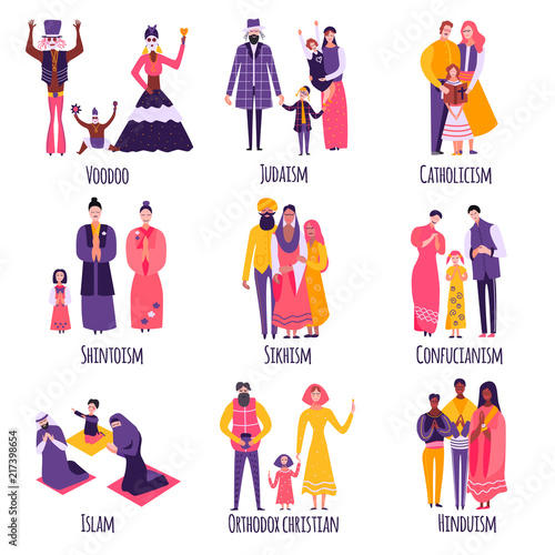 Different Religious Families Flat Set