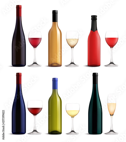 Wine And Glass Realistic Set