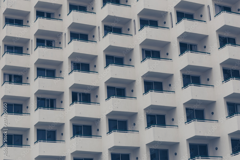 Architecture repetition of hotels balconies and windows. Architecture repetition of hotels balconies and windows.