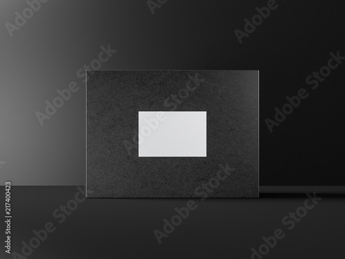 Black textured Box Mockup packaging in dark studio