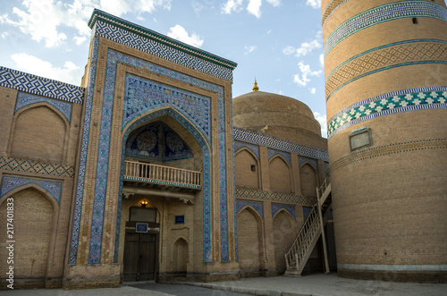 Entrance in Islom Xoja complex in the city of Khiva. Uzbekistan photo