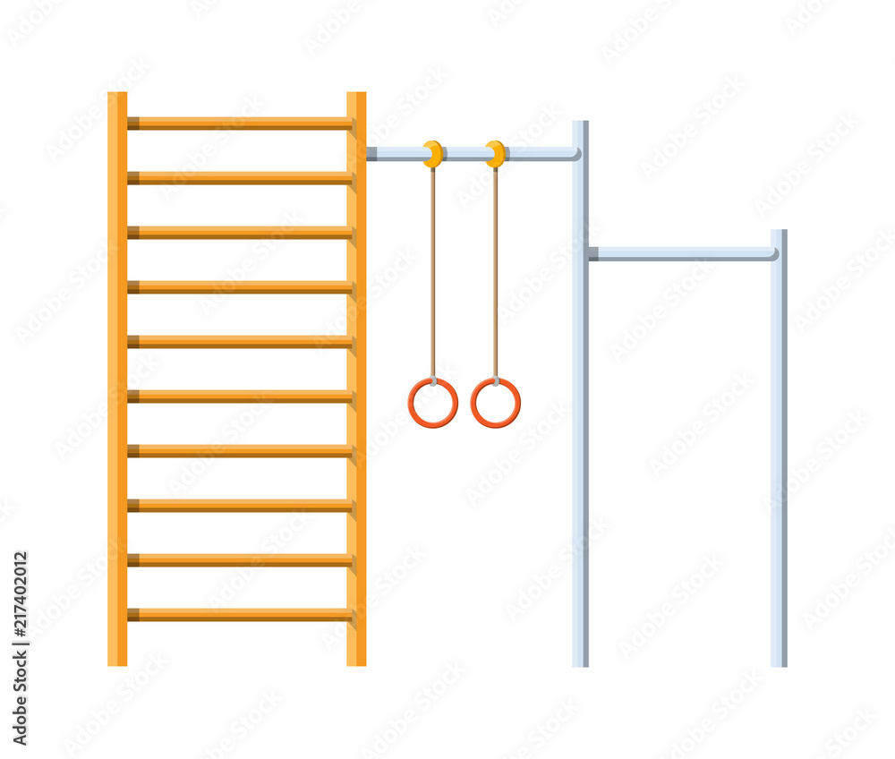 Horizontal bar with climbing rings and ladder Horizontal bar with climbing rings and ladder