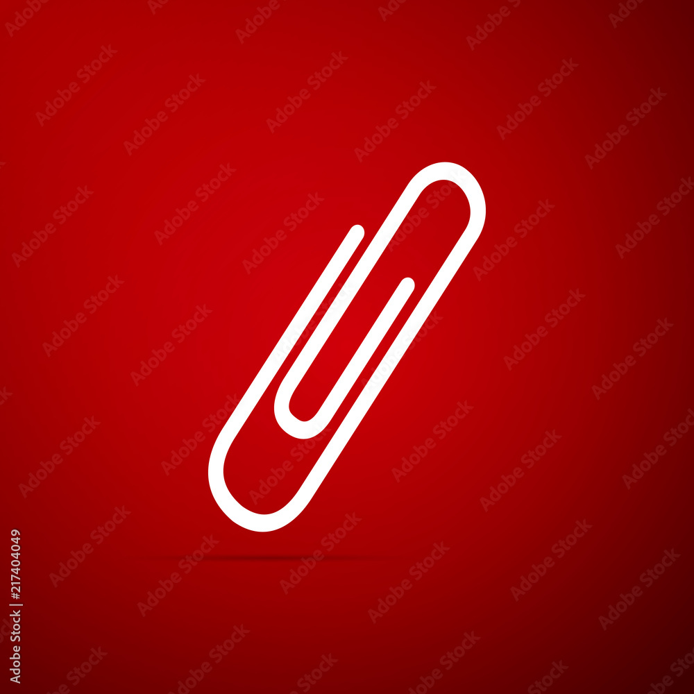 Paper clip icon isolated on red background. Flat design. Vector Illustration Paper clip icon isolated on red background. Flat design. Vector Illustration