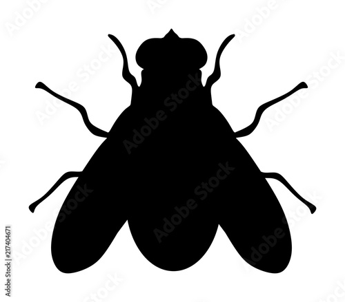 Fly icon silhouette vector illustration isolated on white background. House fly insect.