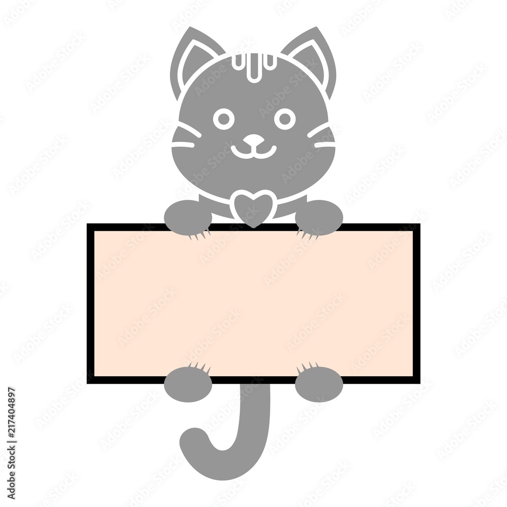 Fototapeta premium Frame with kitten, Cat icon