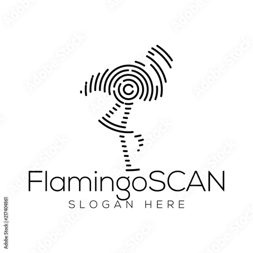 Flamingo Scan Technology Logo vector Element. Animal Technology Logo Template