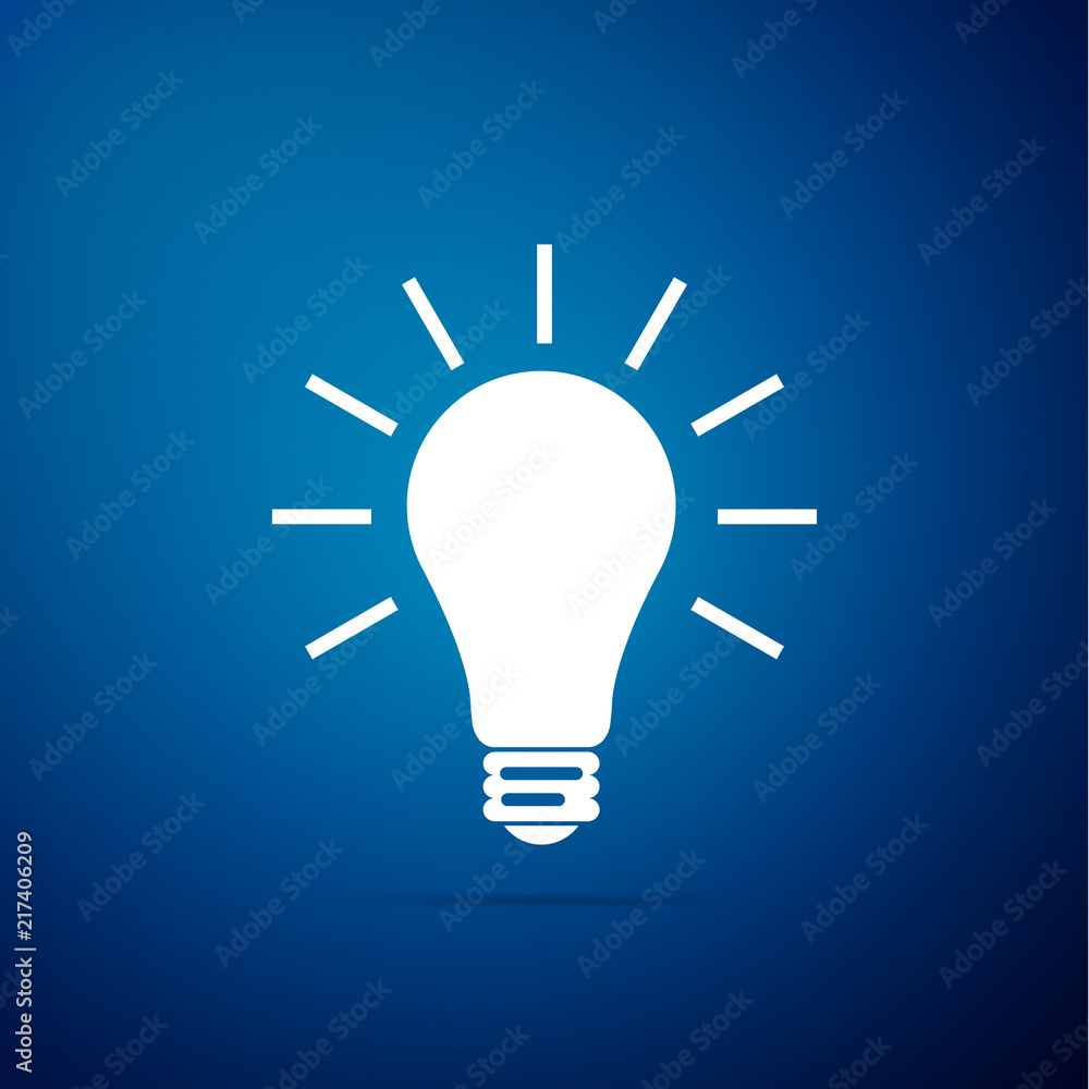 Light bulb icon isolated on blue background. Flat design. Vector Illustration Light bulb icon isolated on blue background. Flat design. Vector Illustration