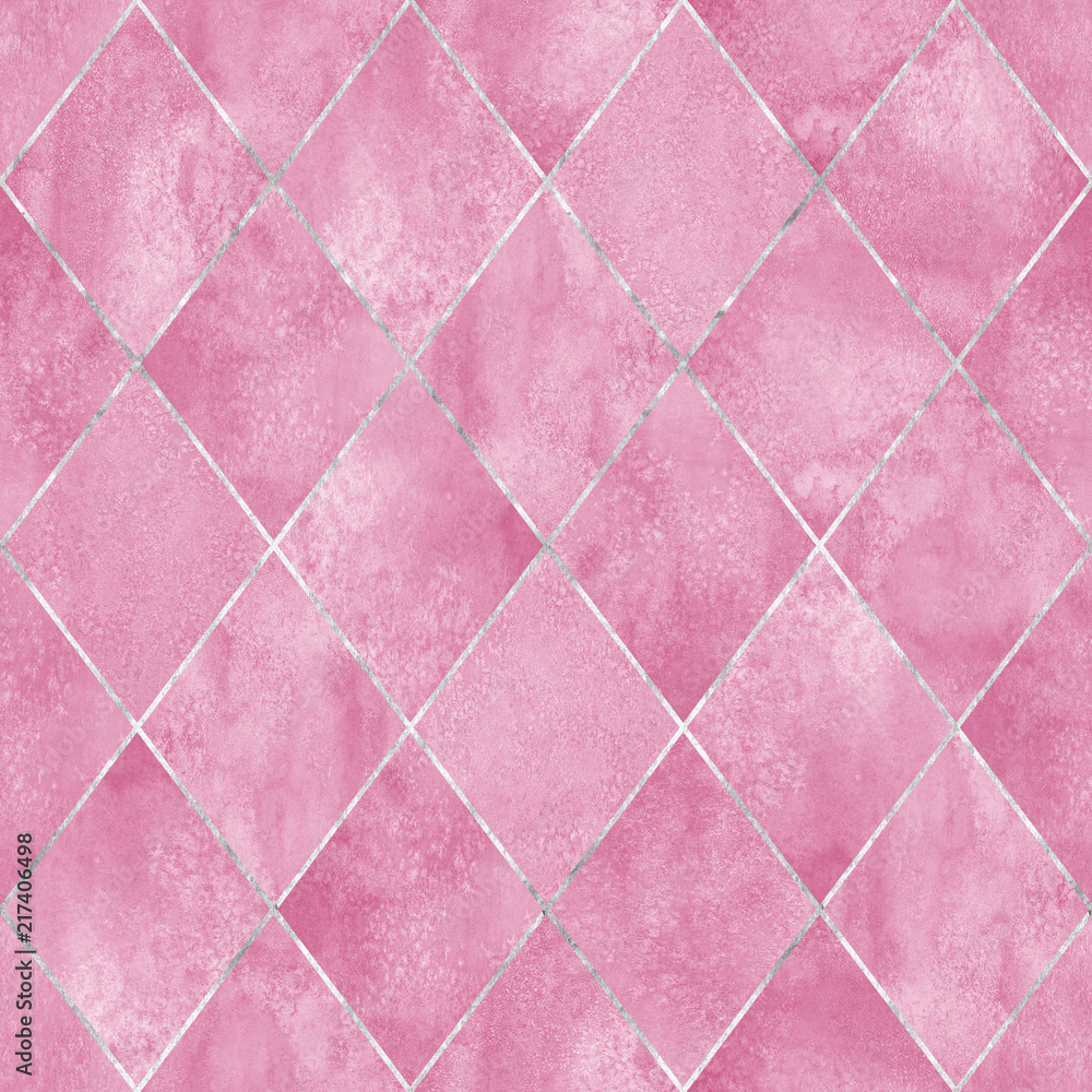 Fototapeta premium Argyle geometric watercolor seamless pattern