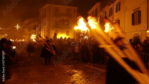 Ndocciata a greatest fire shows in Italy celebrated in Agnone on Christmas Eve