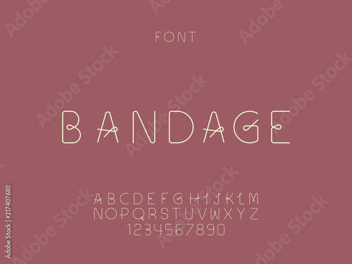 Fototapeta Naklejka Na Ścianę i Meble -  Bandage font. Vector alphabet