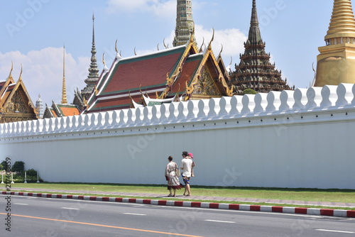Road outside The Temple of Emerald Buddha (Wat Phra Kaew) a Temple of Buddhist in Bangkok Thailand.