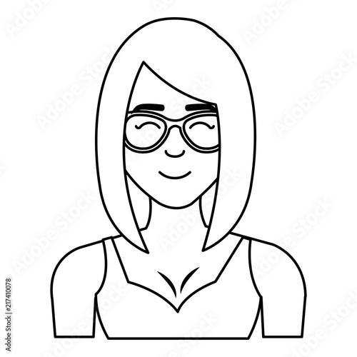 young woman with glasses character