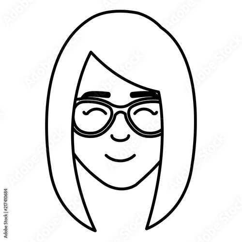 young woman with glasses character