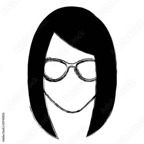 young woman with glasses character