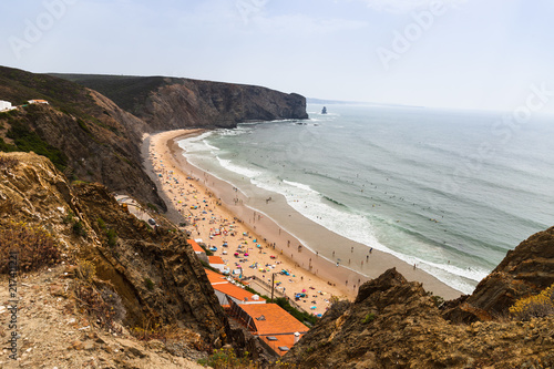 August 2nd, 2018, Arrifana, Portugal - the Arrifana beach near Aljezur