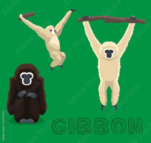 Fotótapéta Ape Gibbon Cartoon Vector Illustration