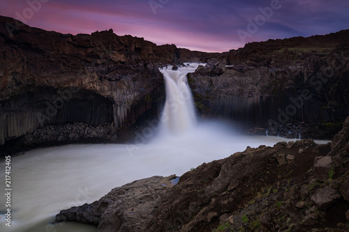 Aldeyjarfoss waterfalls is situated in the north of Iceland.