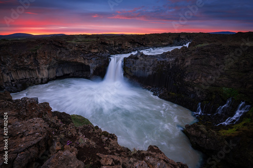 Aldeyjarfoss waterfalls is situated in the north of Iceland.