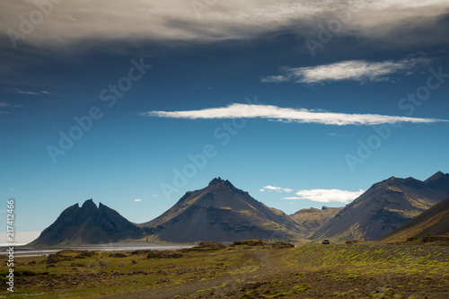 Vestrahorn Stockknes mountain range ,Batman Mountain ,Iceland Summer.
