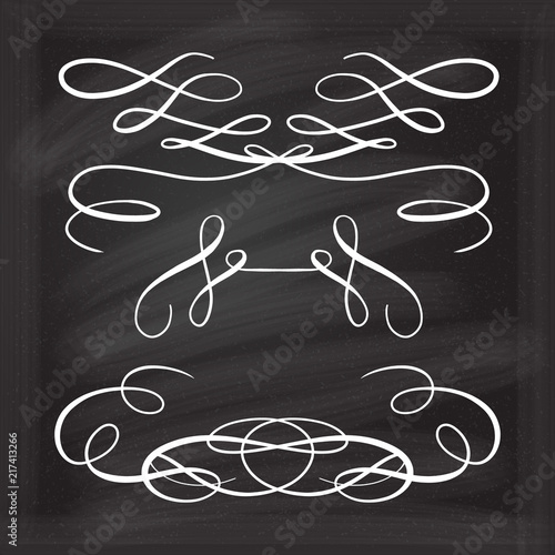 Vector calligraphic design elements on a chalkboard background
