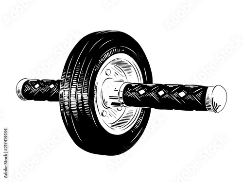 Vector engraved style illustration for posters, decoration and print. Hand drawn sketch of wheel rollout in black isolated on white background. Detailed vintage etching style drawing.