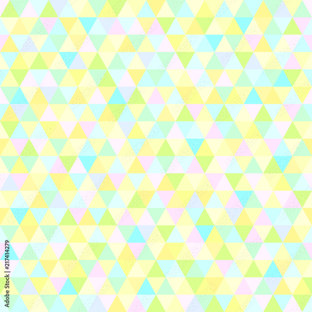 Seamless triangle pattern. Abstract geometric wallpaper of the surface. Cute tile background. Pastel colors. Print for polygraphy, posters, t-shirts and textiles. Beautiful texture. Doodle for design