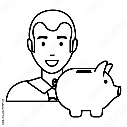 businessman with piggy savings